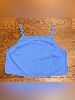ModCloth Women's Light Blue Cropped Tank Top Apron Front Size 2X Plus EUC